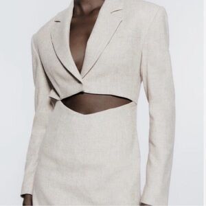 ZARA Tan Blazer Dress Sz XL NWT